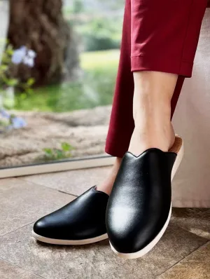 Apple Leather Vegan House Mules | Black