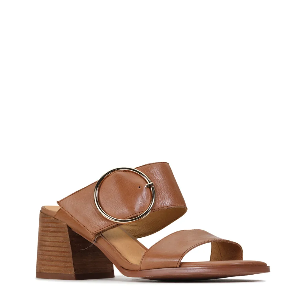 SART LEATHER DOUBLE STRAP MULE SANDAL