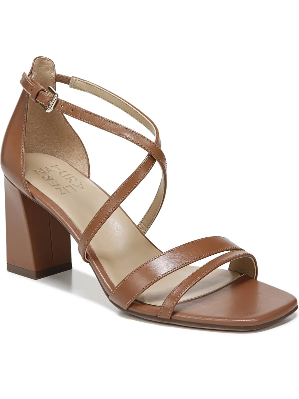 Tiff Womens Leather Block Heel Dress Sandals
