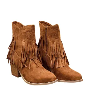 Women's Sandra Fringe Booties In Tan
